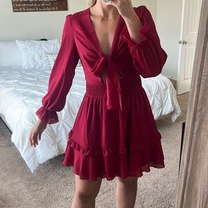 Cocktail crimson/maroon mini dress